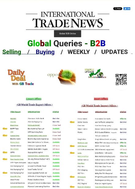 GB World Trade News, Global queries - B2B page