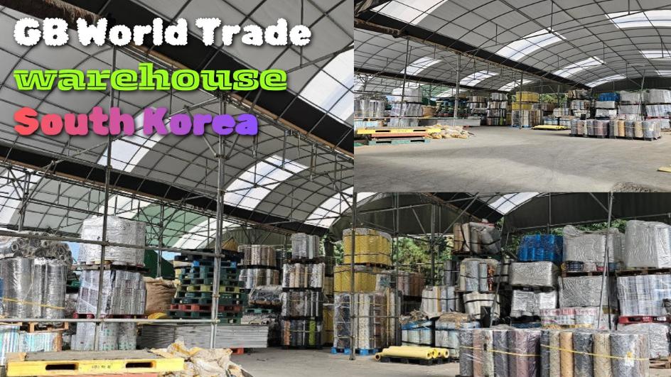 plastic film, paper rolls, hot stamping foil rolls showing in GB World Trade company warehouse